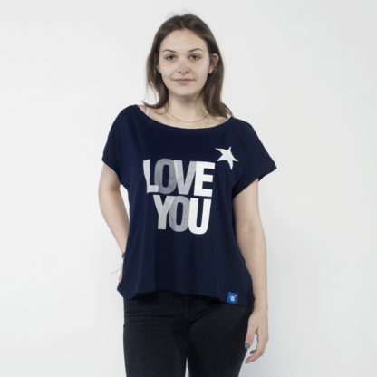 Kurzes Damen-Shirt mit weitem, breitem Ausschnitt - Image 2