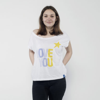 Kurzes Damen-Shirt mit weitem, offenem Halsausschnitt - Image 2